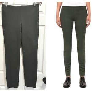 COS Trousers Stretchy Slim Ankle Pants Pull On Dark Olive Green Side Zip Size 8